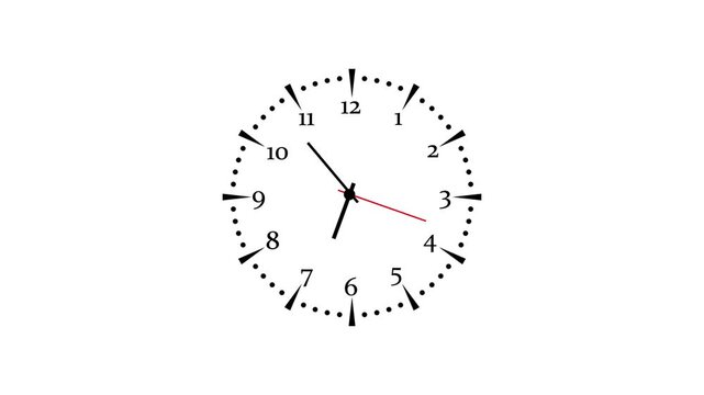 Analog clock spinning animation,  moving time arrows, 12 hours clock dial loop, Timelapse clock 12 hours.
 Clock icon flat style 24 hours day fast speed, lock icon vector animation with clock face.