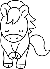 Fototapeta premium Cute Horse Character Cartoon Animal Illustration
