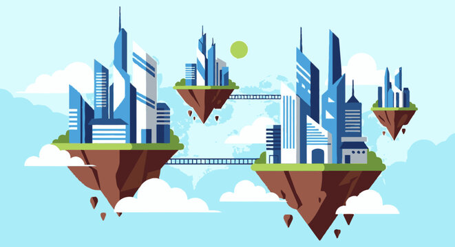 Floating City Skyscrapers in the Sky.