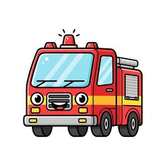 Cartoon Fire Truck Illustration Emergency Vehicle.