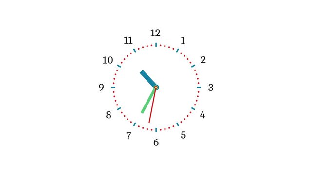 Analog clock spinning animation,  moving time arrows, 12 hours clock dial loop, Timelapse clock 12 hours.
 Clock icon flat style 24 hours day fast speed, lock icon vector animation with clock face.