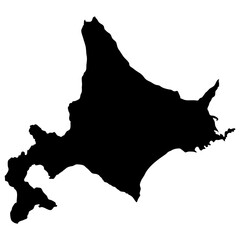 北海道の黒シルエットマップ 単色フラットデザイン地理アイコン