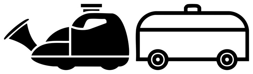 Simplified train and bus vector, transportation symbols, public transit graphics, commuting visuals, travel, minimalist transit symbols.