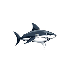 Fototapeta premium Stylized great white shark illustration with open mouth and sharp teeth