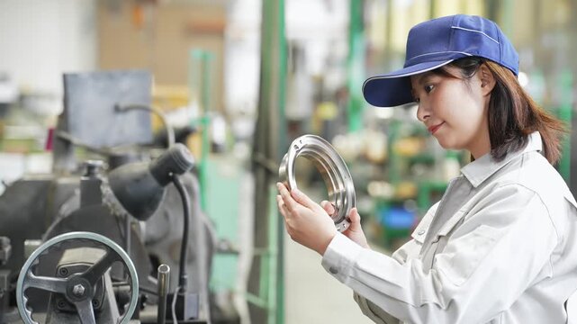 工場で作業する作業員グループ