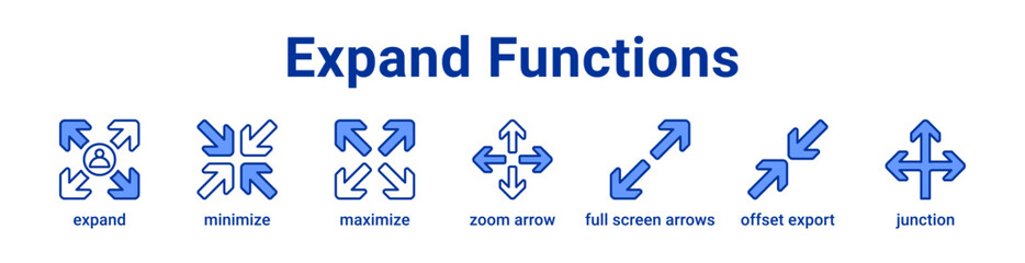Obraz premium Expand Functions Icon Banner blue color