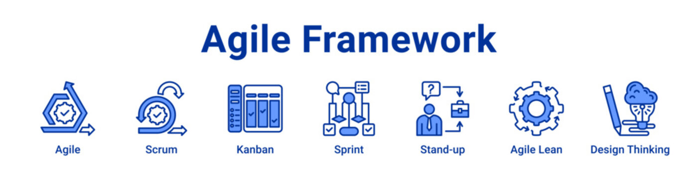 Agile Framework Icon Banner blue color
