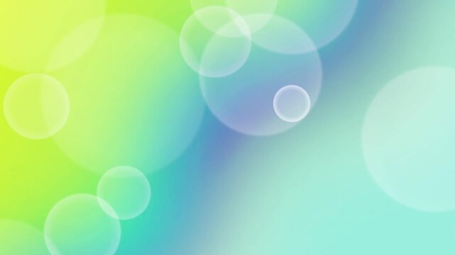 Vibrant gradient background with translucent white circles in various sizes against a blend of green, blue, and yellow hues.