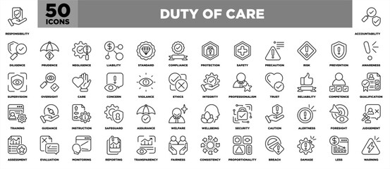 Duty Of Care Icon Sheet Line Black