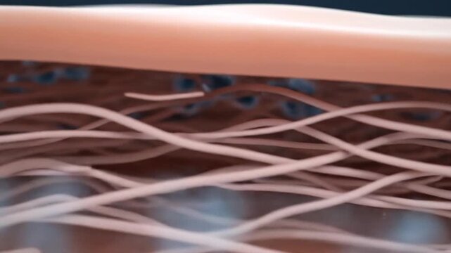 Collagen Regeneration In Dermis Anti Aging Skin Rejuvenation Macro 3D Animation