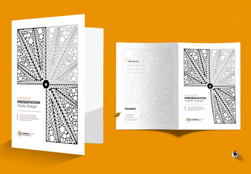 Minimal Corporate Identity Folder Design with Black & White Pattern