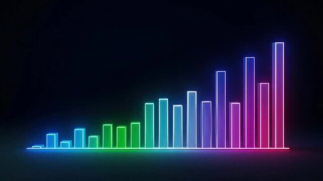 business graph on black background