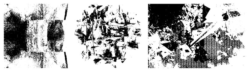 Fototapeta premium Fragmented vector forms in stark black and white, halftone texture, graphic design elements, geometric abstraction, stylized composition, digital art motif.
