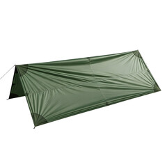 Olive green camping tarp isolated on transparent background