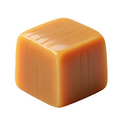 Caramel candy cube 3d rendered isolated on transparent background
