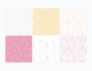 Cute Pastel Easter Eggs and Bunny Seamless Patterns Collection