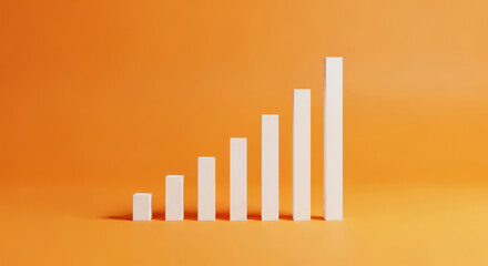 Ascending Bar Graph A Visual Representation of Progressive Growth and Positive Trends Depicted by a Series of Increasing Bars Against a Vibrant Orange Background