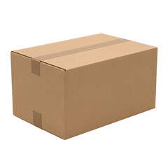 Sealed cardboard box isolated on transparent background