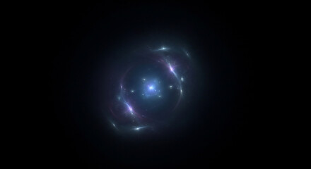 Abstract glowing nebula with swirling cosmic dust and stars in deep space