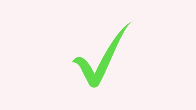 Tick mark icon animation on isolated white background. Check mark animation icon 4k. Approved tick mark icon animation. green Tick Mark Animation Motion Graphics. 3D check mark icon, approved sign,
