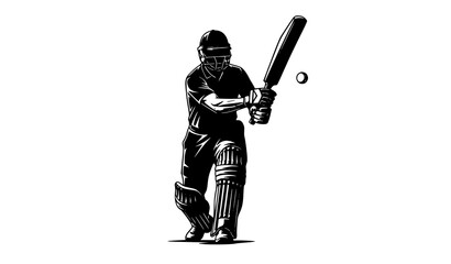 Fototapeta premium Professional Cricket Batsman Front View Silhouette Illustration