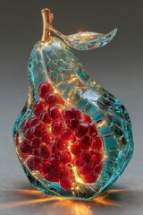 Glowing Glass Pomegranate Sculpture
