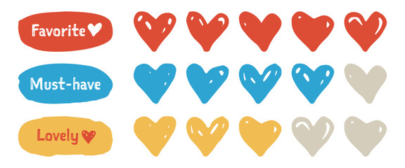 お気に入りを示す手描きハートアイコン素材