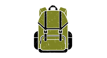Obraz premium Green backpack icon with grunge texture