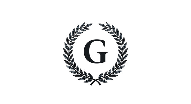 Elegant monogram logo featuring the capital letter G enclosed within a detailed black laurel wreath representing success and achievement.