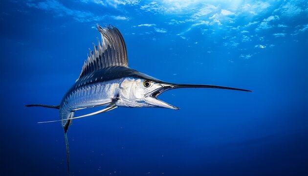 Billfish A Marlin Or Sailfish Leaping