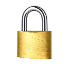 Fototapeta premium Golden Padlock, Isolated on a Transparent Background.