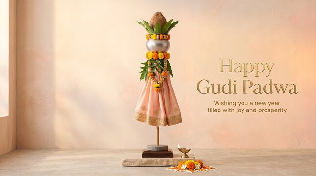 Happy Gudi Padwa Indian Festival Illustration