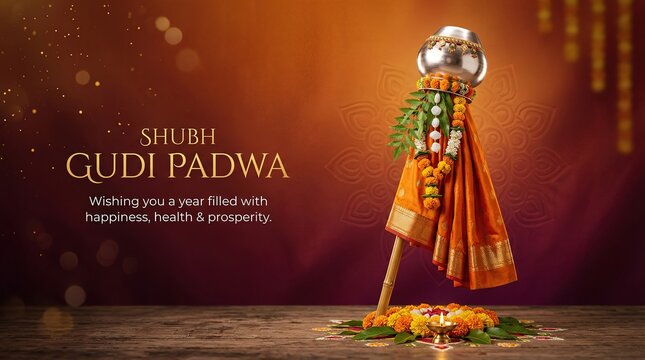 Gudi Padwa Festival Celebration Background with Gudi