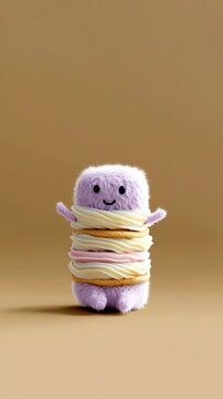 Fluffy toy pastel monster cute character dessert cookie sandwich kawaii figure playful