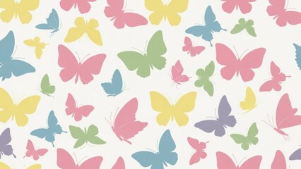 Obraz premium A vibrant assortment of colorful butterflies in various sizes and orientations on a white background