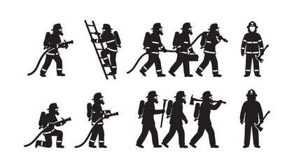 Firefighter silhouette vector illustration for rescue, safety and emergency service concept