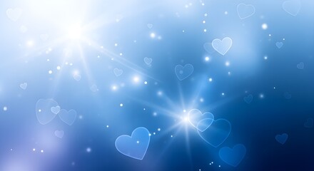 Romantic blue background with heart shapes and lens flares, isolated on transparent background Father's Day