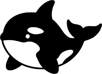 Obraz premium Cute Baby Orca Vector, Black and White Killer Whale Illustration