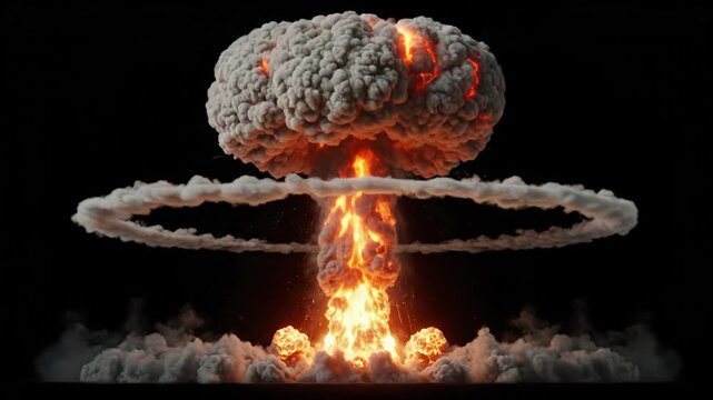 Nuclear Explosion Mushroom Cloud with Fire and Smoke