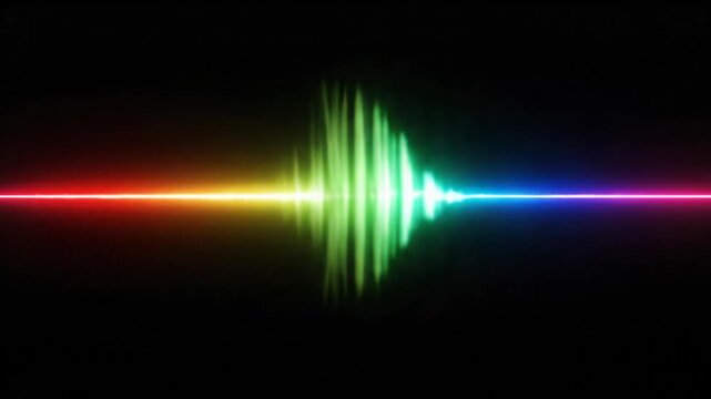 Vibrant Rainbow Sound Waveform on Black Background - Audio Spectrum Visualizer