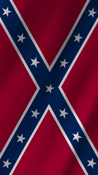 Vertical Confederate National Flag, American Civil War 4K Motion Graphics