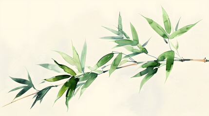 Fototapeta premium flat watercolor illustration small bamboo branch