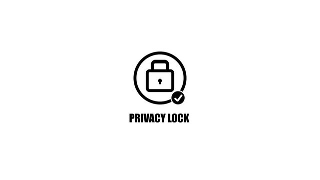 PRIVACY LOCK interface animation digital security padlock safe authentication cyber protection concept motion.