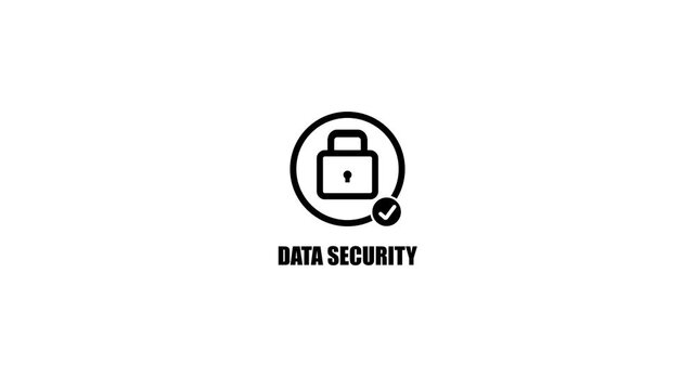 DATA SECURITY interface animation digital security padlock safe authentication cyber protection concept motion.