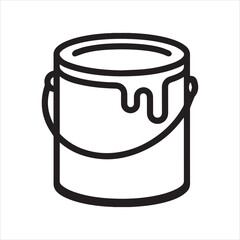 Clean line art icon of a paint can in vector format