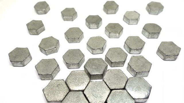 Tilt up on arrangement of zinc hexagons.