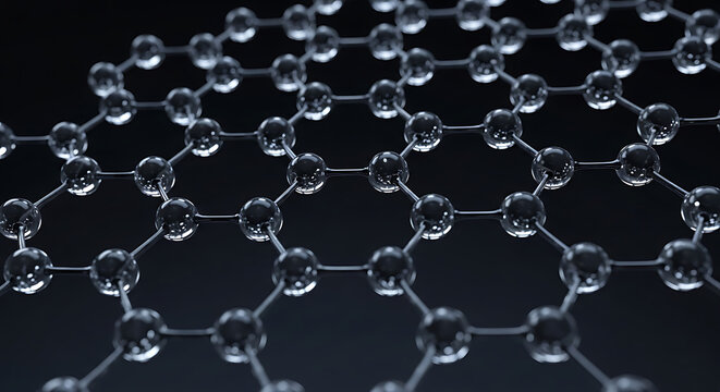 Abstract visualization of a graphene molecular structure a hexagonal lattice of carbon atoms representing nanotechnology and advanced materials science