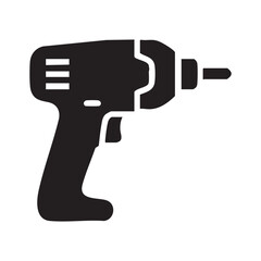 A black and white image of a cordless drill
