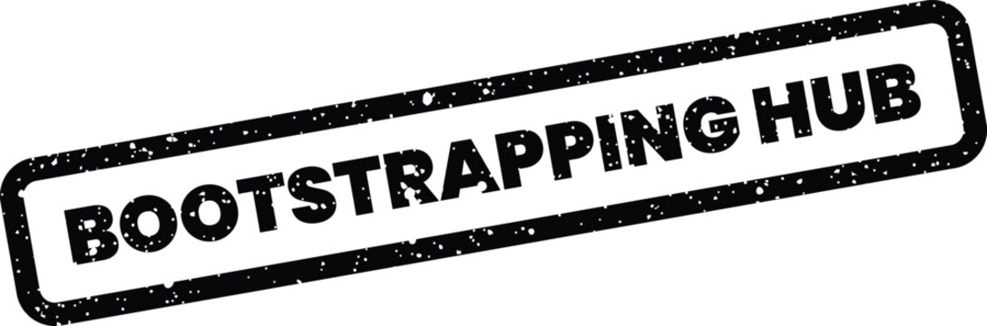 Distressed rubber stamp effect showing the text bootstrapping hub, suitable for business network diagrams or innovation centers