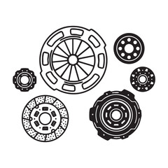 A collection of various car clutch components
